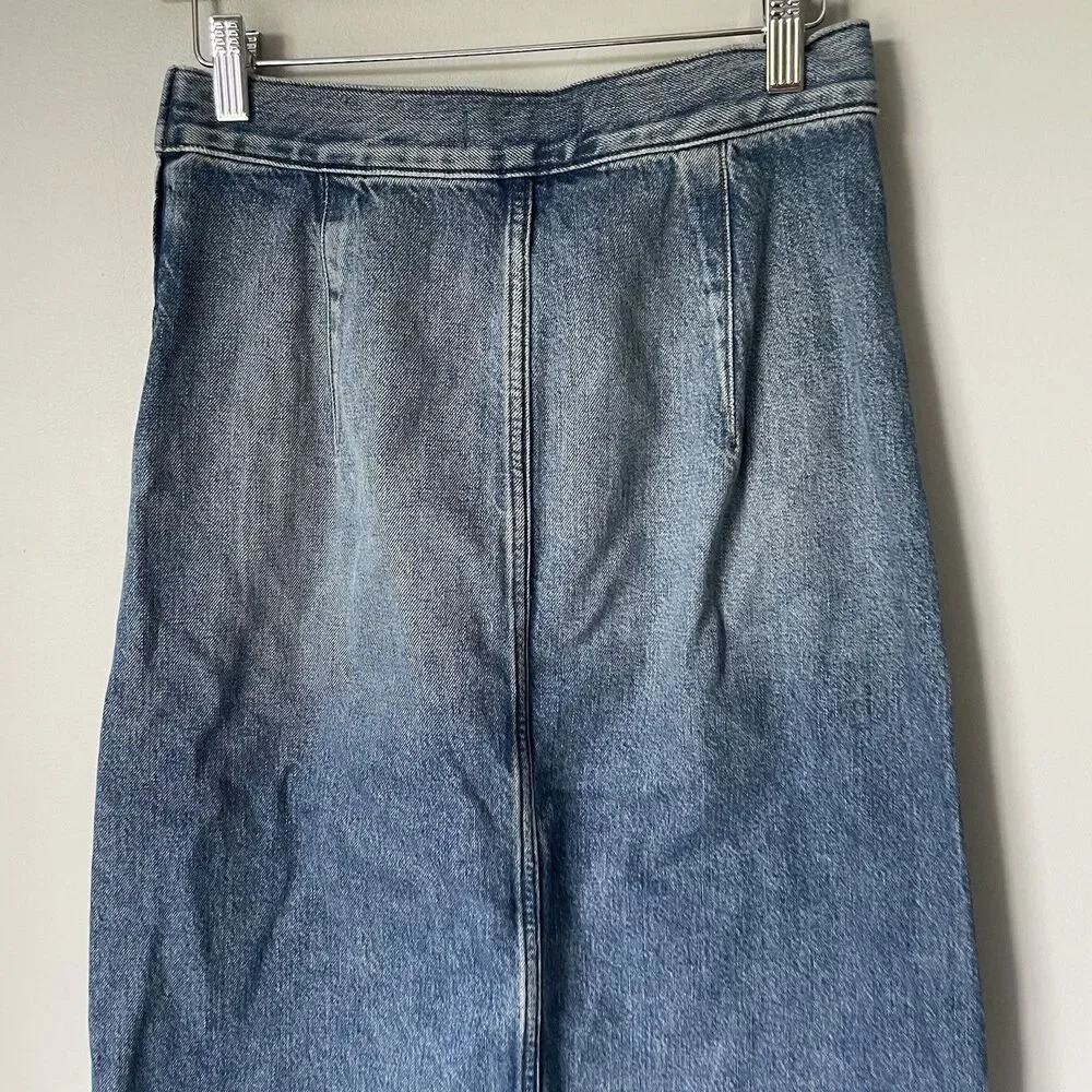 Madewell Denim Midi Pencil Skirt Billings Wash Blue Cottagecore Women's Size 26